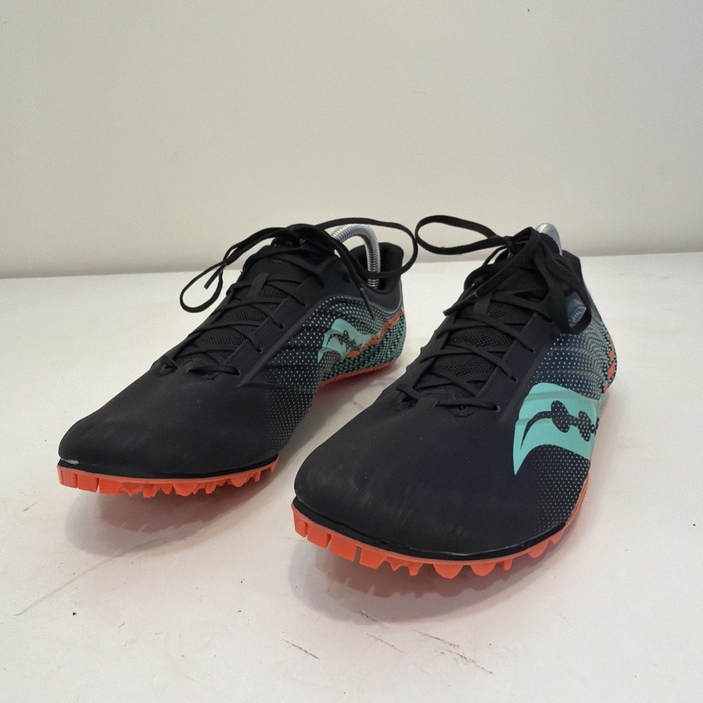 Mens Size 11 Track Shoes - Saucony Spitfire 5 Low Black Cool Mint